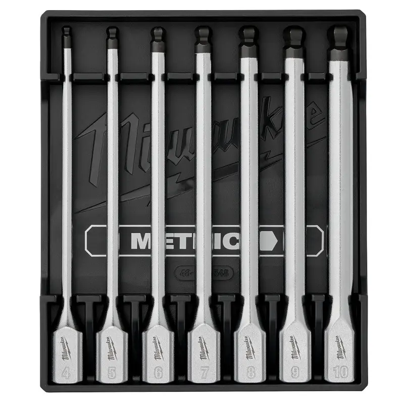 Milwaukee 48-22-9548 3/8" Drive Long Ball End Hex Bit Socket Set - Metric - 7 Pc 1