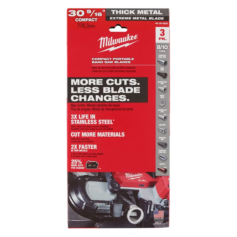 Milwaukee 48-39-0630 30-9/16" 8/10 Tpi Compact Extreme Thick Metal Band Saw -3Pk 1