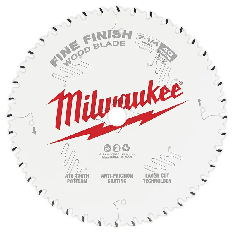 Milwaukee 48-40-0726 7-1/4" 40T Fine Finish Circular Saw Wood Blade 1