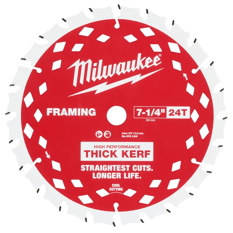 Milwaukee 48-40-0740 7-1/4" 24T Thick Kerf Framing Circular Saw Blade 1