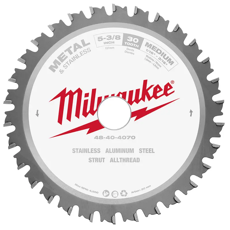 Milwaukee 48-40-4070 5-3/8" X 30 Teeth Stainless Steel Metal Circular Saw Blade 1
