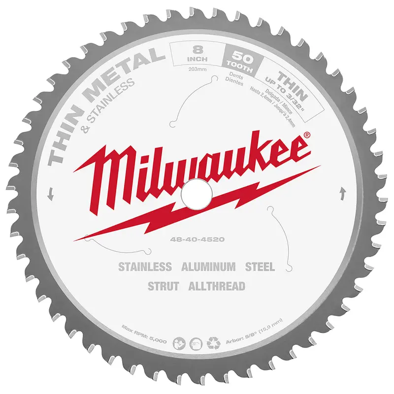 Milwaukee 48-40-4520 8-Inch 50-Tpi Durable Metal Cutting Circular Saw Blade 1