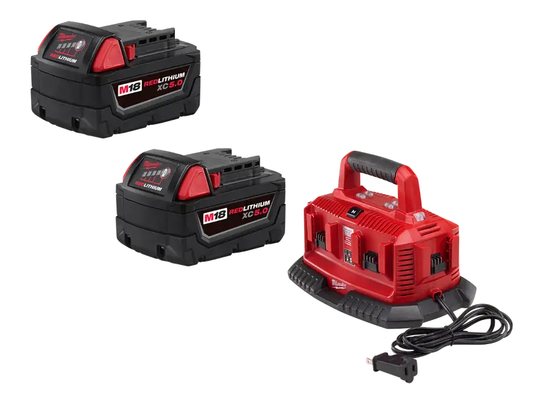 Milwaukee 48-59-1806Bt5 M18 Six Pack Charger W/ Xc5.0 Extended Battery - 2 Pk 1