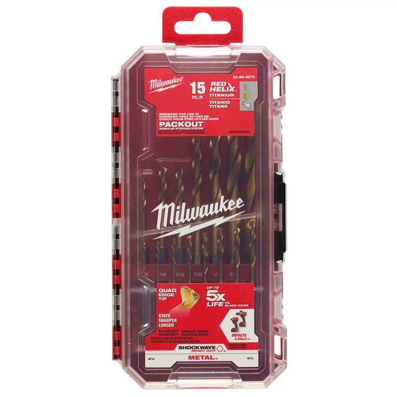 Milwaukee 48-89-4670 Shockwave Red Helix Titanium Drill Bit Set - 15 Pc 1