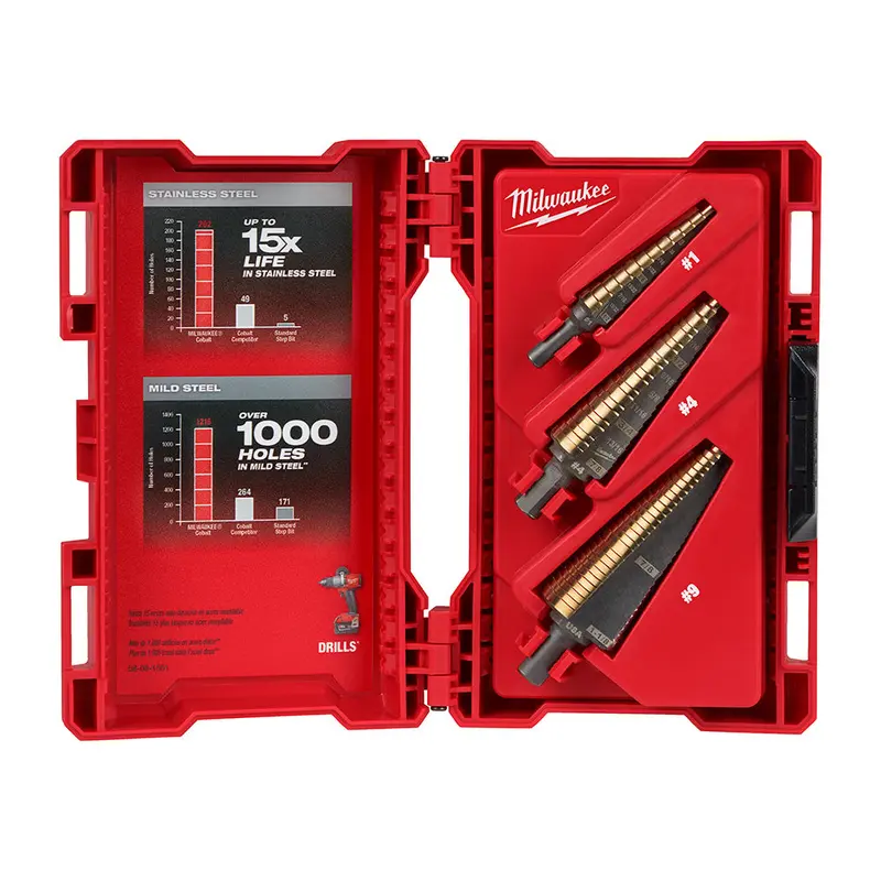 Milwaukee 48-89-9291 Cobalt Step Drill Bit Kit W/Rapid Strike Tip - 3 Pc 1