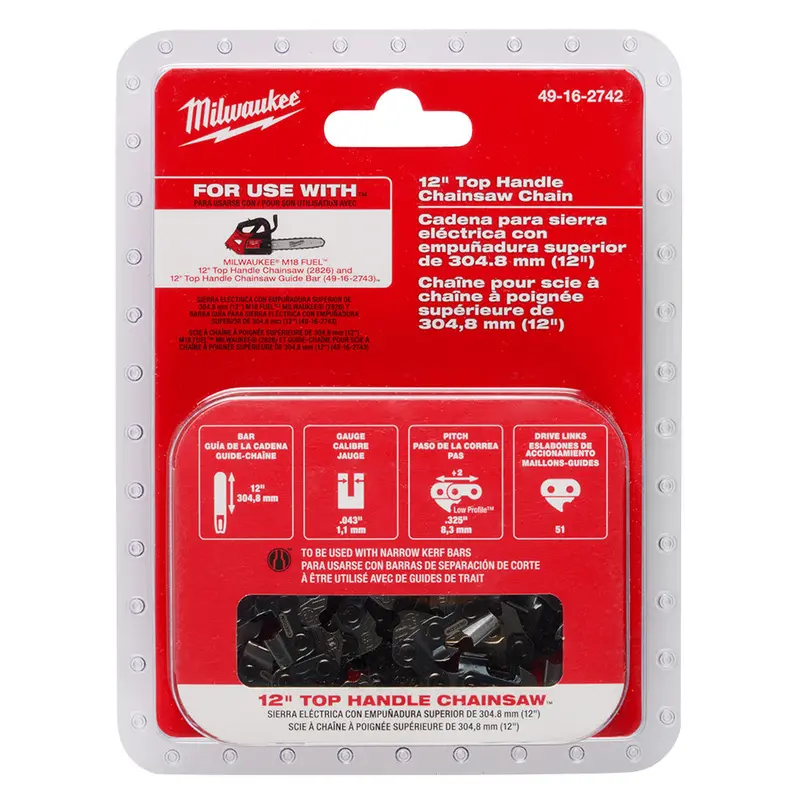 Milwaukee 49-16-2742 12" Top Handle Chainsaw Chain For M18 Fuel 12" Chainsaw 1