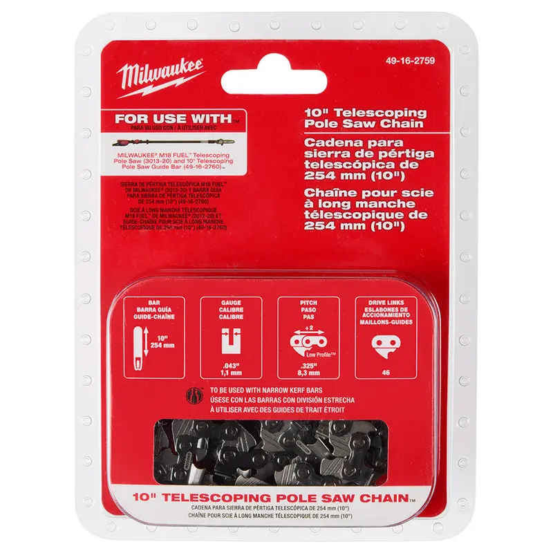 Milwaukee 49-16-2759 10" Telescoping Rust Resistance Pole Saw Chain 1