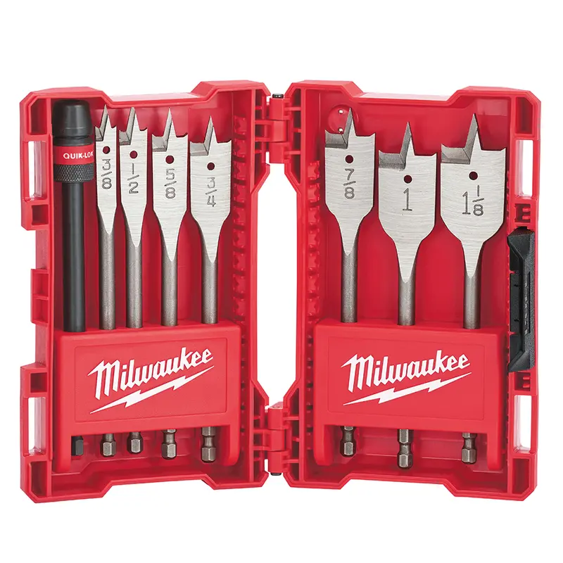 Milwaukee 49-22-0175 8Pc 6-Inch Versatile Universal Flat Boring Bit Set 1