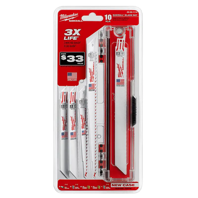 Milwaukee 49-22-1110 Sawzall Wood And Metal Cutting Bi-Metal Saw Blade 10 Piece 1