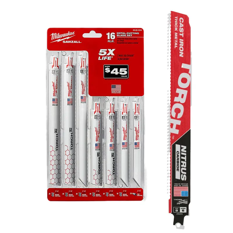 Milwaukee 49-22-1216 Sawzall 16 Pc Set W/ Nitrus Torch Blade 1