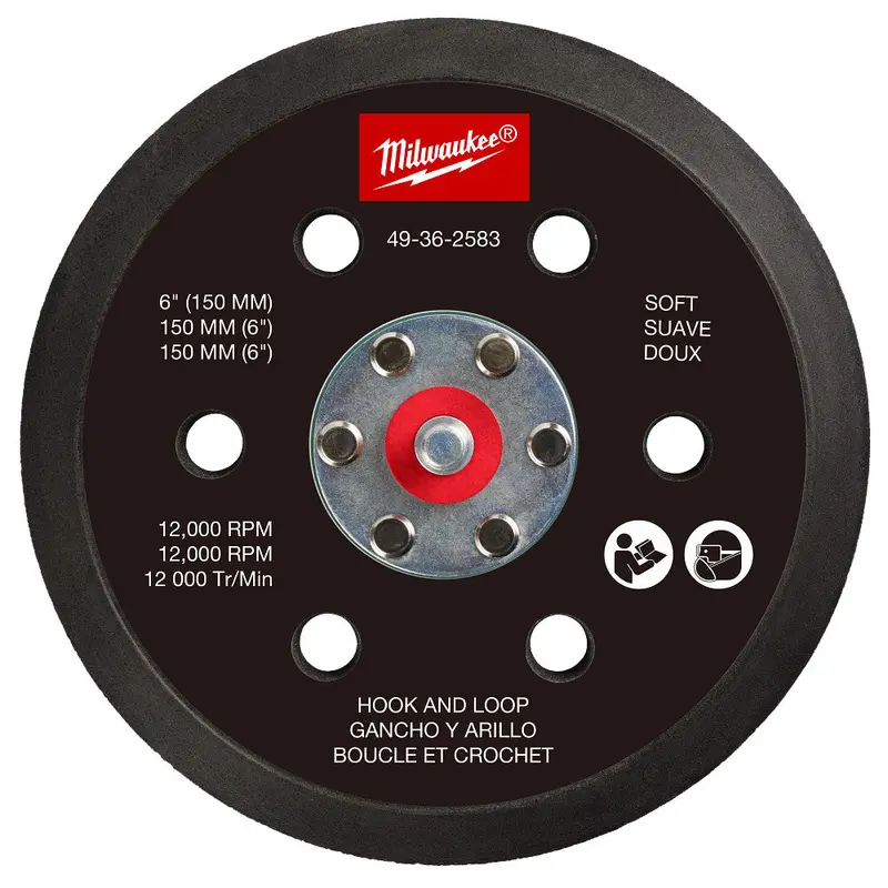 Milwaukee 49-36-2583 6" Hook And Loop Sander Backing Pad - Soft 1