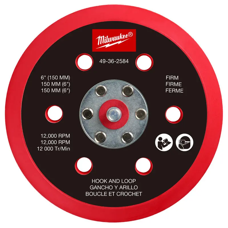 Milwaukee 49-36-2584 6" Hook And Loop Sander Backing Pad - Firm 1