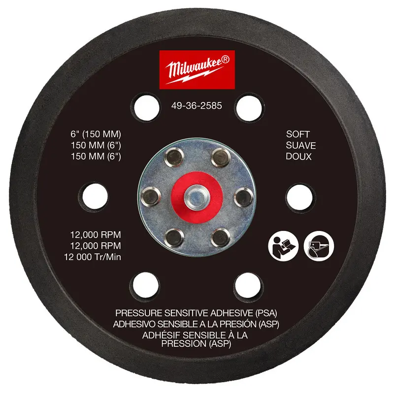Milwaukee 49-36-2585 6" Pressure Sensitive Adhesive Sander Backing Pad Soft 1