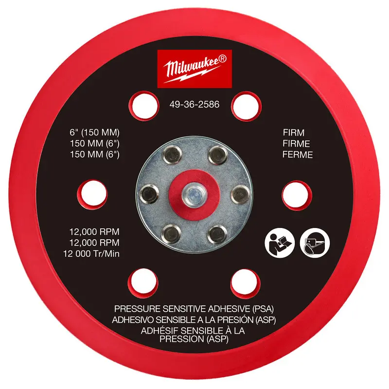 Milwaukee 49-36-2586 6" Pressure Sensitive Adhesive Sander Backing Pad Firm 1