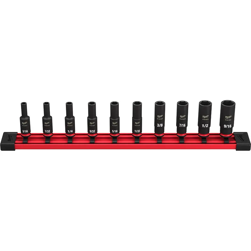 Milwaukee 49-66-7001 1/4" Drive Sae 6 Point Deep Impact Socket Set - 10 Pc 1