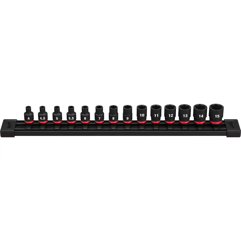 Milwaukee 49-66-7002 1/4" Drive Metric Standard 6 Point Impact Socket Set -14 Pc 1