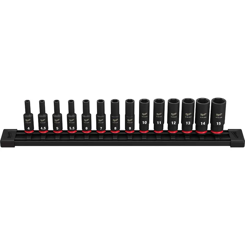 Milwaukee 49-66-7003 1/4" Drive Metric Deep 6 Point Impact Socket Set -14 Pc 1