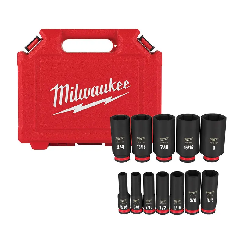 Milwaukee 49-66-7006 Shockwave 3/8" Drive Sae  6 Point Socket Set - 12Pc 1