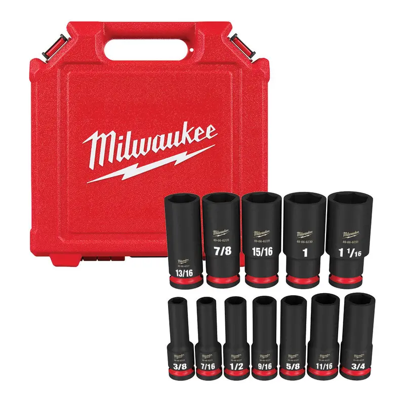 Milwaukee 49-66-7011 Shockwave 1/2" Drive Sae 6 Point Impact Socket Set - 12Pc 1