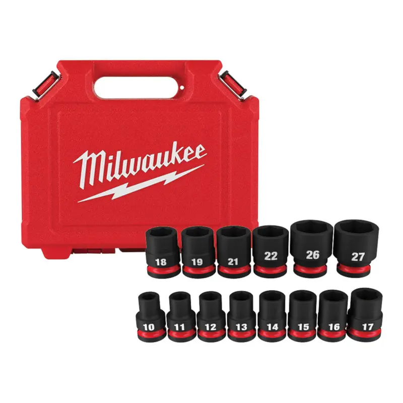 Milwaukee 49-66-7013 1/2" Drive Metric Standard 6 Point Impact Socket Set -14 Pc 1