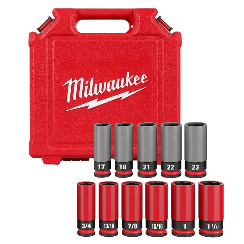 Milwaukee 49-66-7833 Shockwave 1/2" Sae/Metric Lug Nut Wheel Socket Set - 11 Pc 1