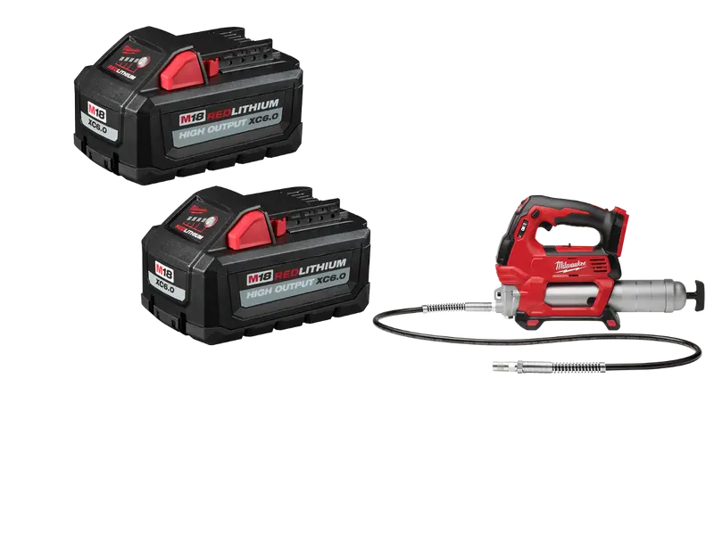 Milwaukee M18 Grease Gun W/ Redlithium High Output Xc6.0 Battery - 2 Pk 1