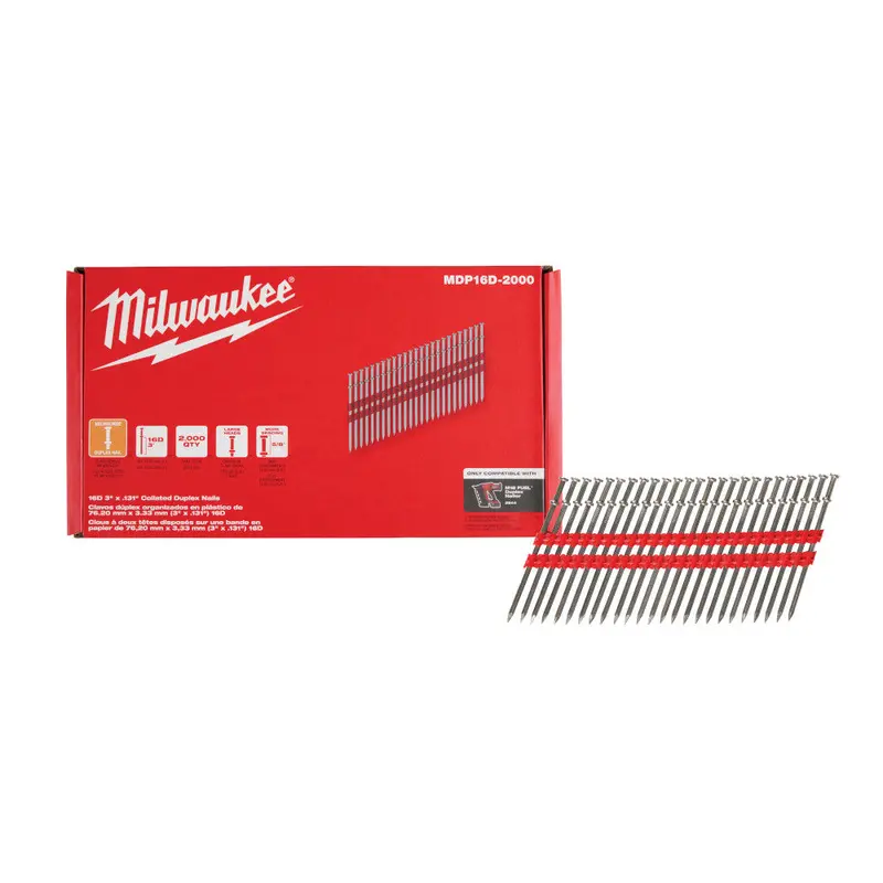 Milwaukee Mdp16d-2000 3" X .131" 16D Collated Duplex Nails 1