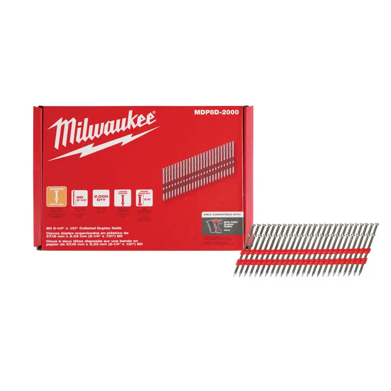 Milwaukee Mdp8d-2000 2-1/4" X .131" 8D Collated Duplex Nails 1
