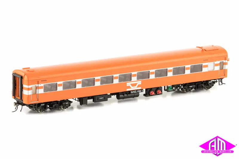 N Passenger Cars Vr Vicrail Orange With Silver Stripes And Tea Cup Logo, 4 Car Set (Vps-5) Ho Scale 2