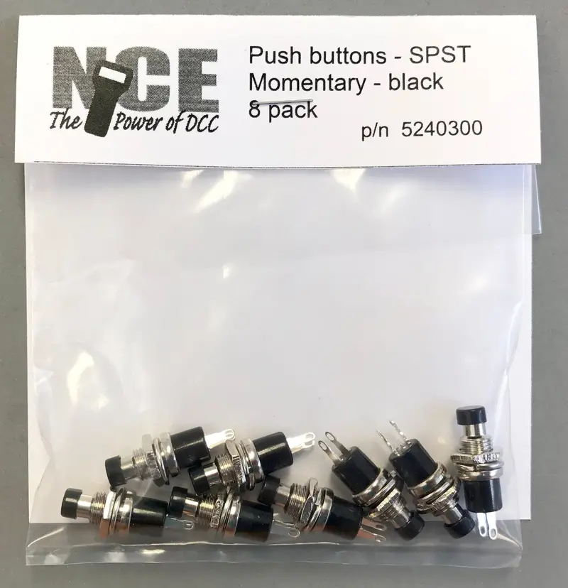 Nce - 524-300 - Spst Momentary Push Buttons - Black - 8Pc 1