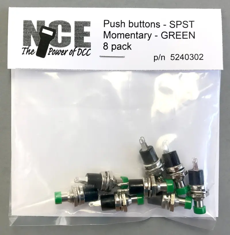 Nce - 524-302 - Spst Momentary Push Buttons - Green - 8Pc 1