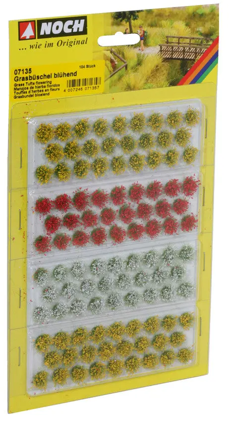 Noch 07135 - Grass Tufts - Blooming Yellow, Red, White 104Pc (6Mm) 1