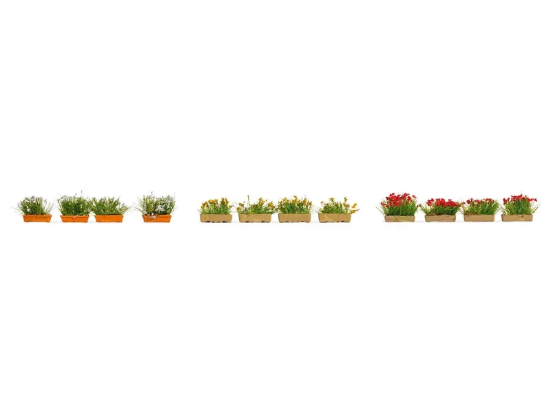 Noch 14009 - Deco Minis - Flower Boxes Red White & Yellow (Ho Scale) 1