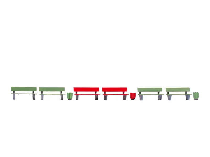 Noch 14848 - Accessories Set - Benches - 9Pc (Ho Scale) 1