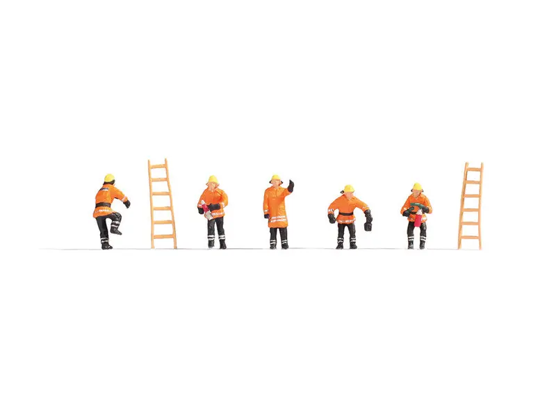 Noch 15022 - Figure Set - Fire Brigade Orange Protective Clothes (Ho Scale) 1