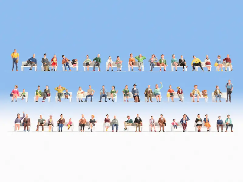 Noch 16071 - Mega Economy Figures Set - Sitting People - 60 Figures (Ho Scale) 1