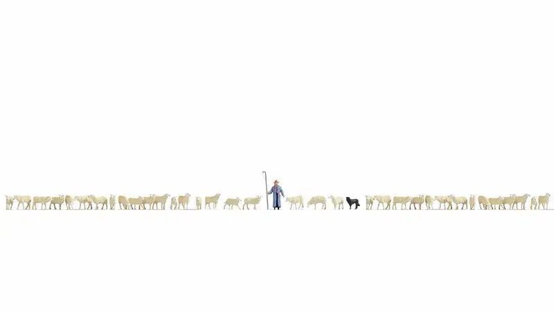 Noch 16162 - Xl Figure Set - Sheep And Shepherd (Ho Scale) 1