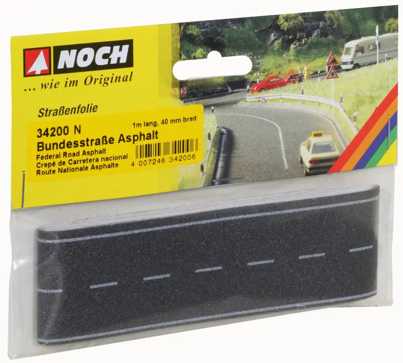 Noch 34200 - Federal Road Asphalt 100 X 4Cm (N Scale) 1