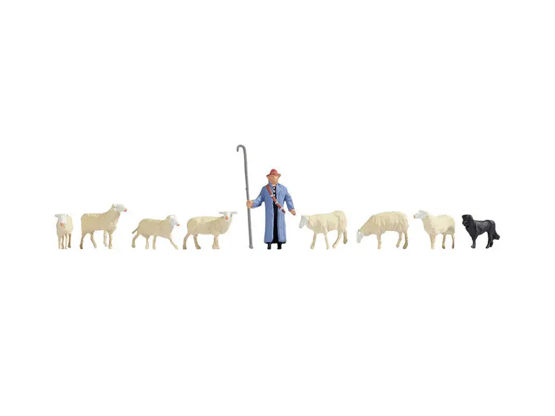 Noch 36748 - Figure Set - Sheep And Shepherd (N Scale) 1