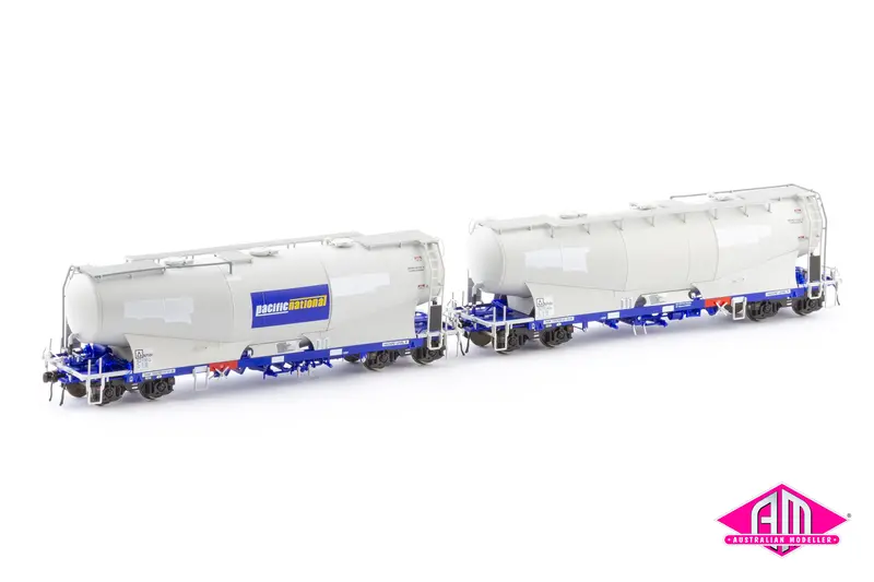 Nphh Cement Hopper, Pacific National Wagon Grime/Blue With Pn Logos On 1 Wagon & Patch Job On 3 Wagons & With Ground Operated Lids, 4 Car Pack Nph-7 (Ho Scale) 1