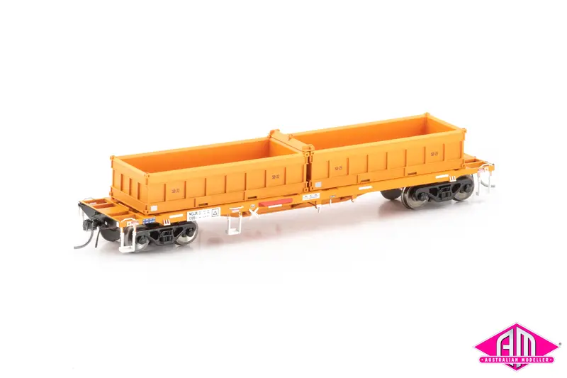 Nqjx Container Wagon With Spoil Bins, Railcorp Orange - 4 Car Pack Ncw-33 1