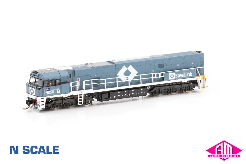 Nr Class Locomotive Nr58 Steellink With Large Side Numbers - Grey & White (Nnr-9) N-Scale 1