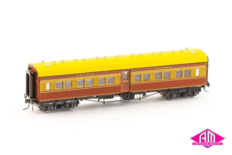Nswgr Fg Independent Passenger Carriages Venetian Red & Russet, Navy Roof Fg648, & Fg689 (2 Car Set) Ho Scale Fg001 1