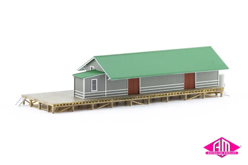 Nswgr G3 Goods Shed, Green Roof, Grey Walls, Red Doors, (Asa-2) Ho Scale 1