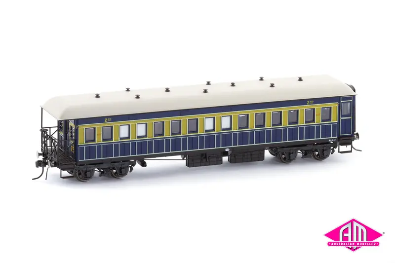 Nswgr Vestibuled End Platform Cars "Caves Express" Set 75 Blue & Russet Fo048 (5 Car Set) Ho Scale 1