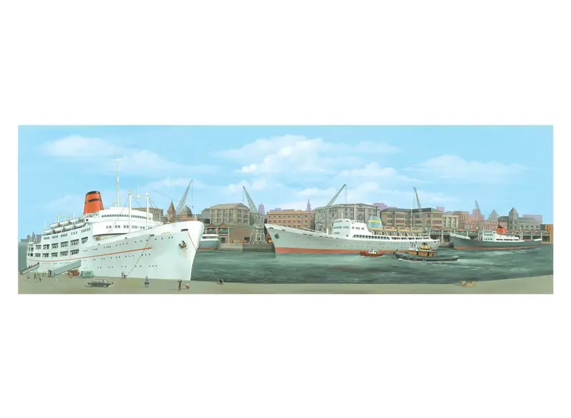 Peco - Sk-40 - Backscene - Medium - Dock - Centre 1