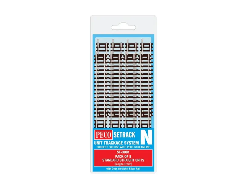 Peco - St-3001 - Standard Straight - Pack Of 8 (N Scale) 1