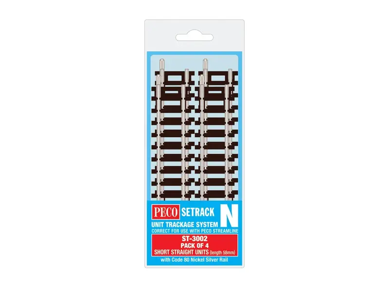 Peco - St-3002 - Short Straight - Pack Of 4 (N Scale) 1
