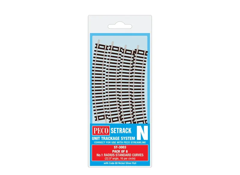 Peco - St-3003 - Standard Curve - 1St Radius - Pack Of 8 (N Scale) 1