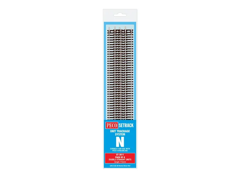 Peco - St-3011 - Double Straight - Pack Of 8 (N Scale) 1